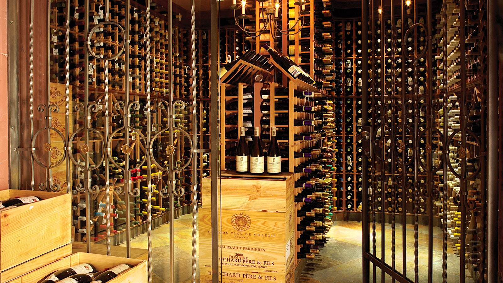 The cellar inside Post Hotel Dining Room in Alberta, Canada